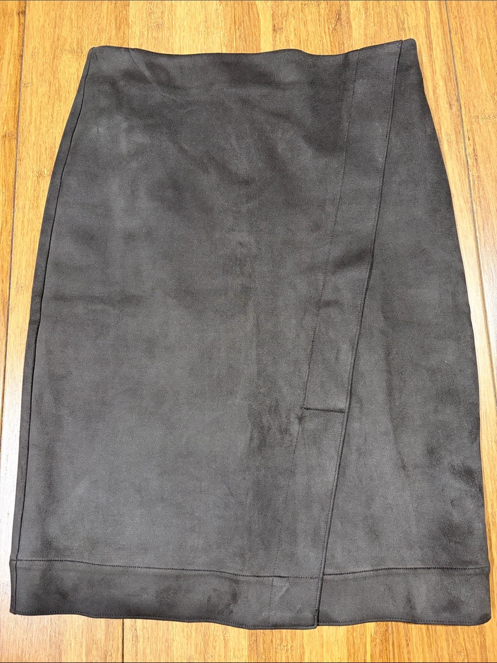 Ann Taylor Brown Faux Suede Asymmetrical Slit Skirt size 6